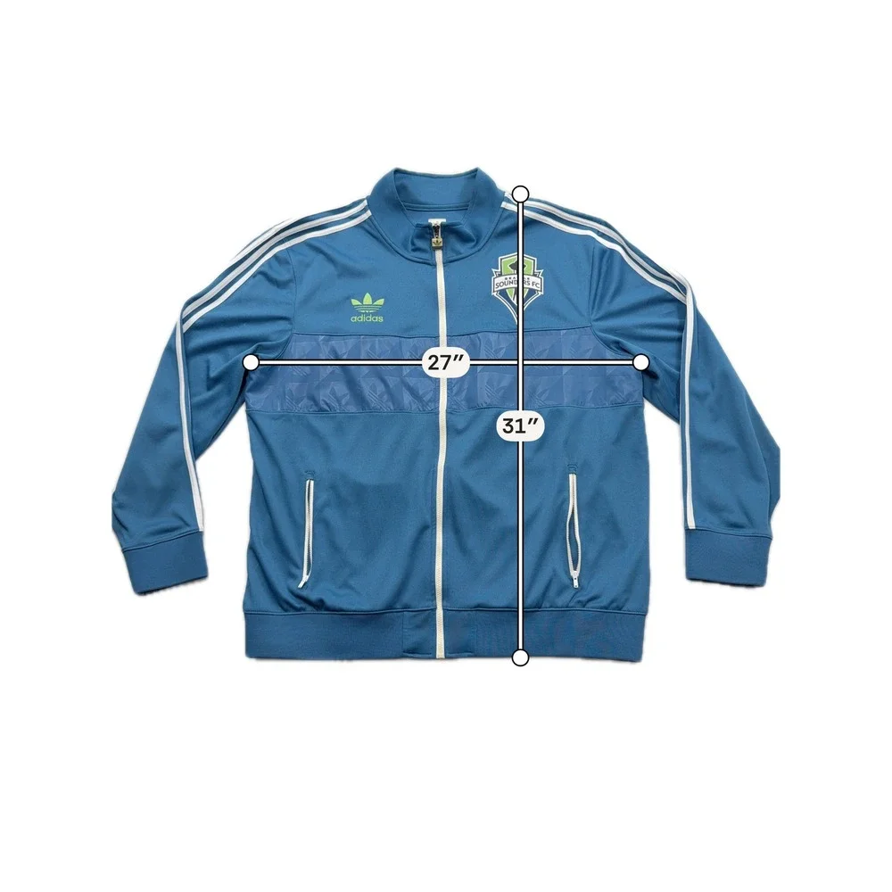Adidas Track Jacket Seattle Sounders FC MLS Full Zip Blue Mens 2XL
